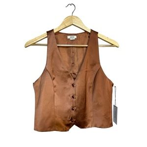 NWT Jason Wu 4 Button Lightweight Satin Vest Copper Size M